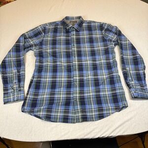 Vince Plaid Button Down Shirt Men's‎ XL Blue Green Long Sleeve Casual Top